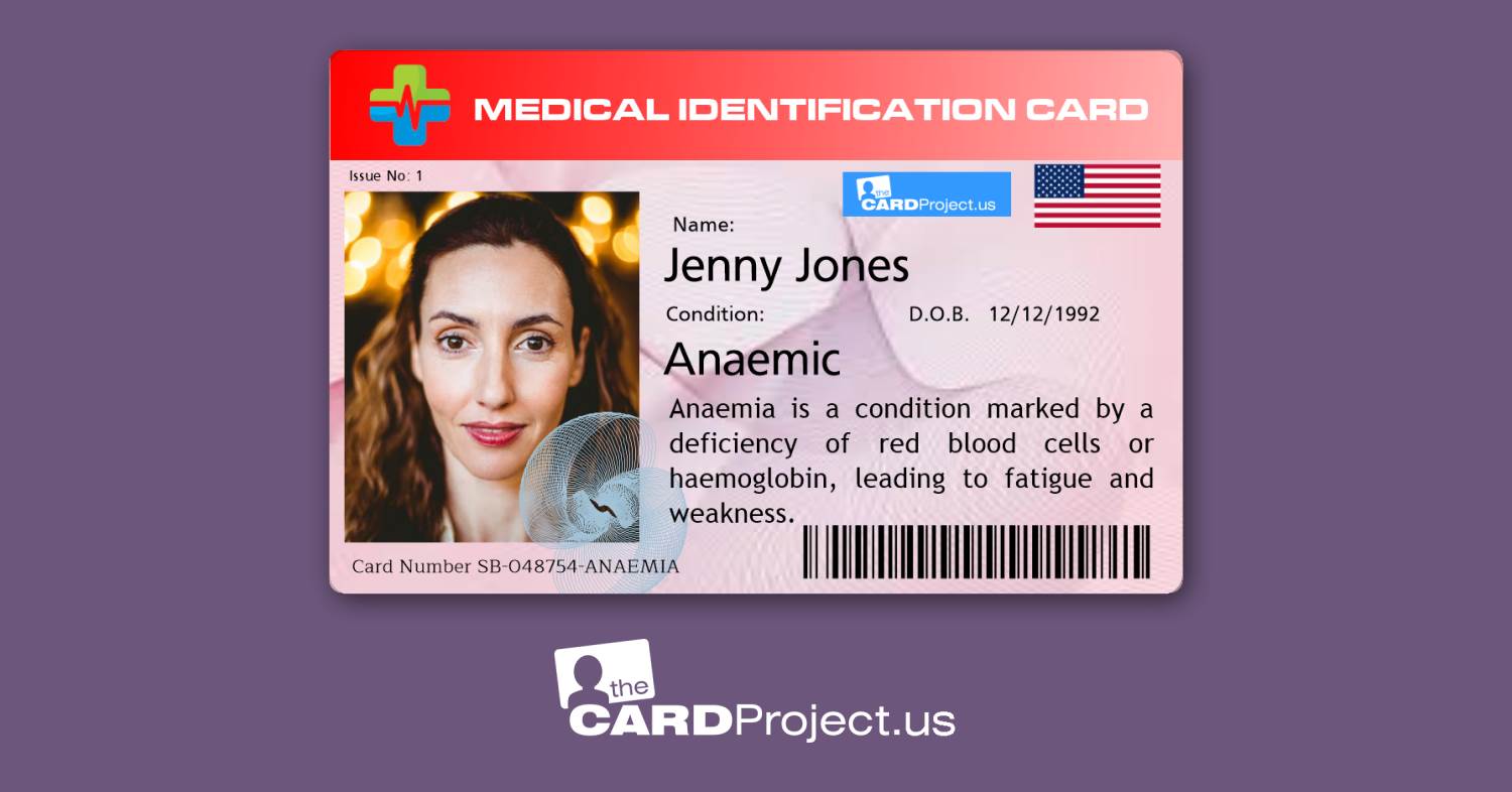 Anemia Medical ID Cards (FRONT)